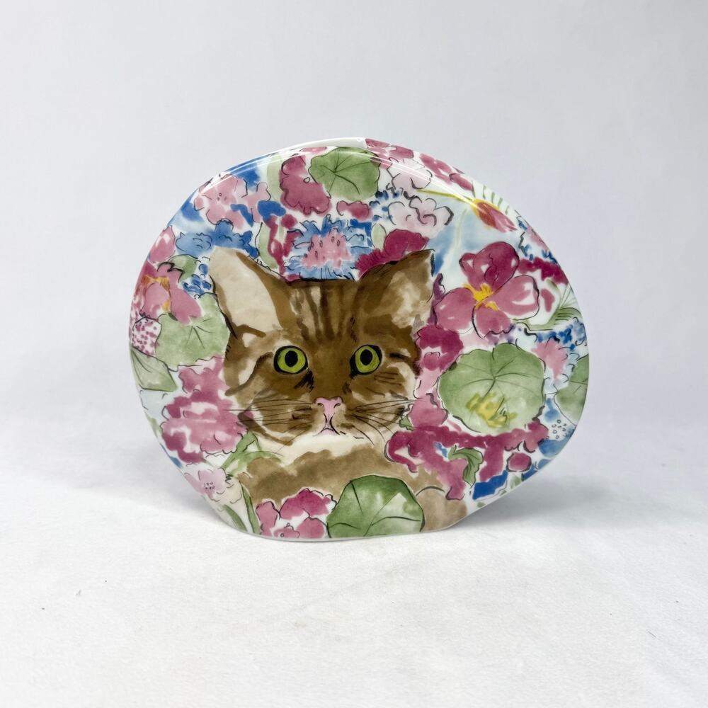 Vintage 1985 Minou-ettes Floral Cat Bud Vase
